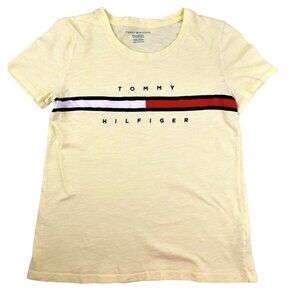 Tommy Hilfiger Womens Yellow Top Scooped Neck Short Sleeves size XS    JH945